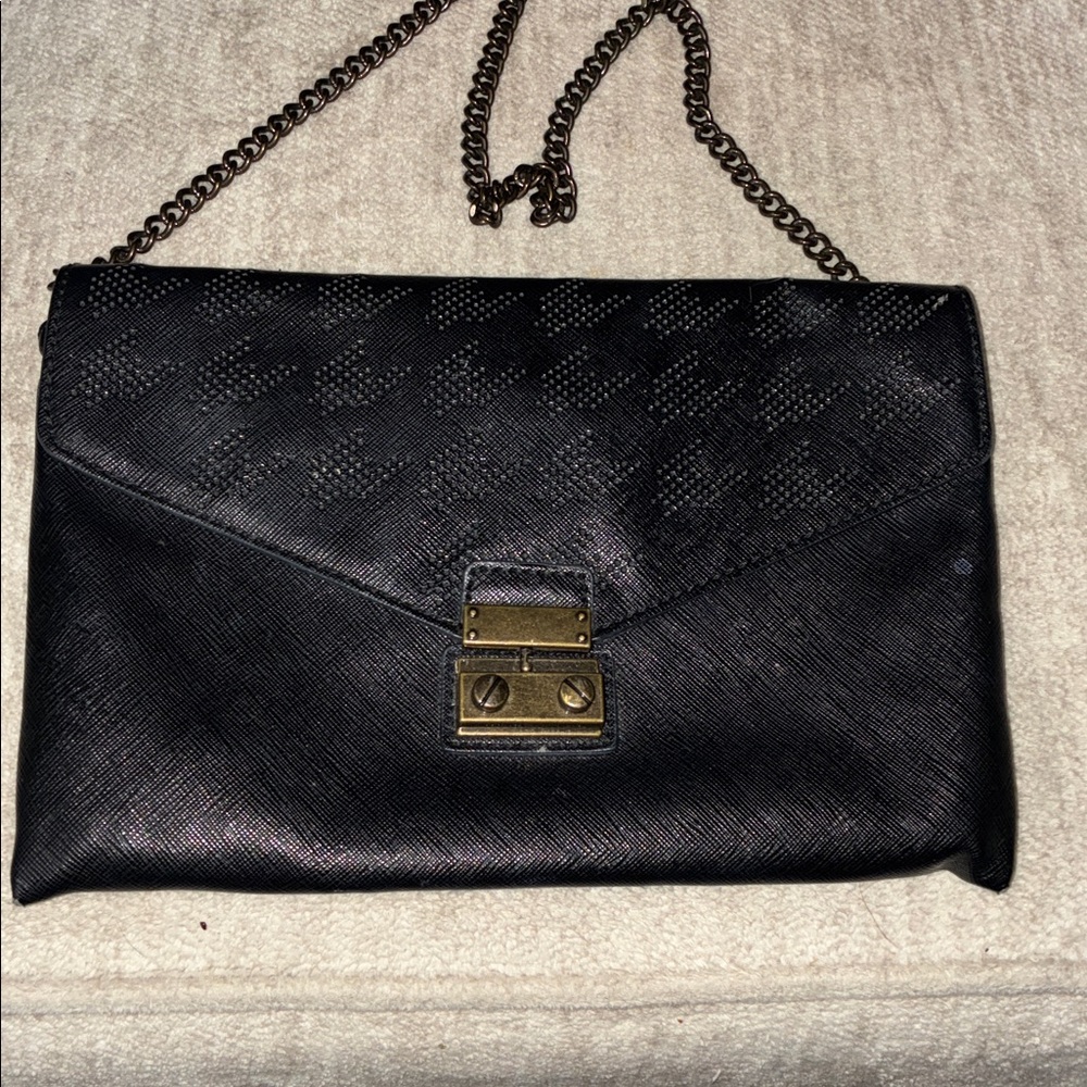 J. Crew‎ Black Clutch with Chain Strap